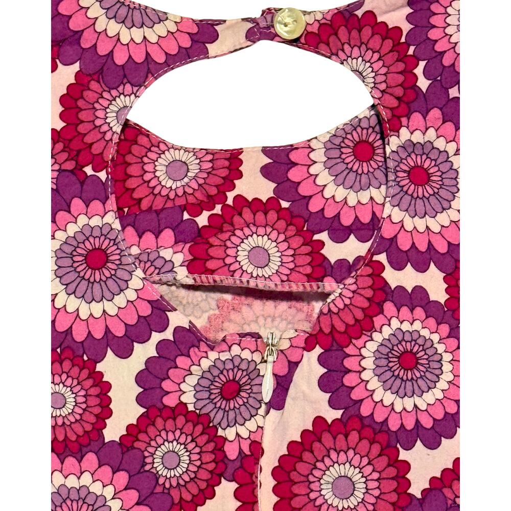 Vintage Retro Mod Floral Aaiva Girls Long A-Line Dress 10 Pink Purple - Picture 5 of 5